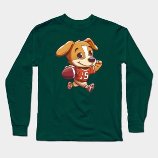 Cute Puppy Playing American Football Long Sleeve T-Shirt